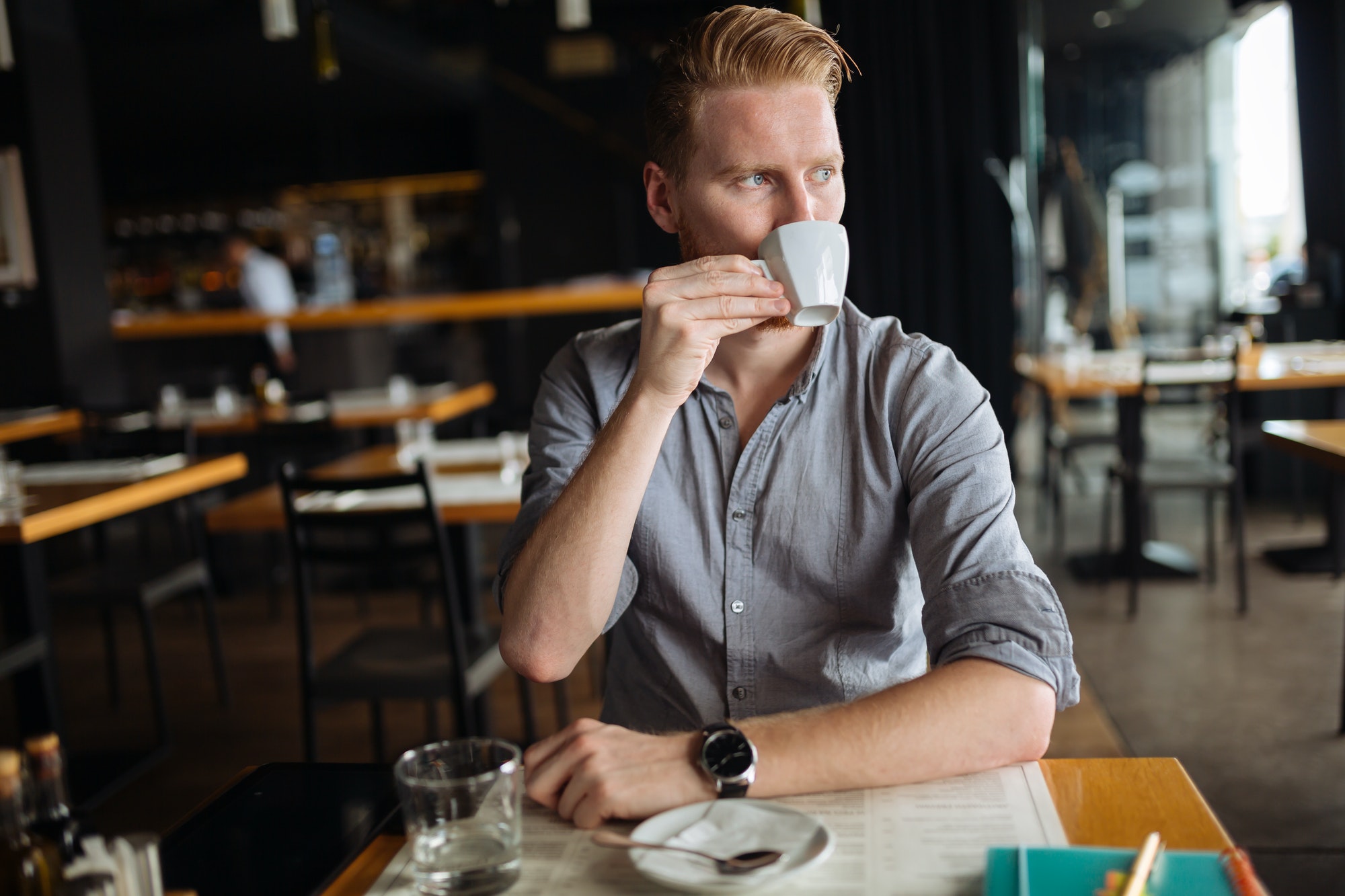 Businessman enjoying coffee