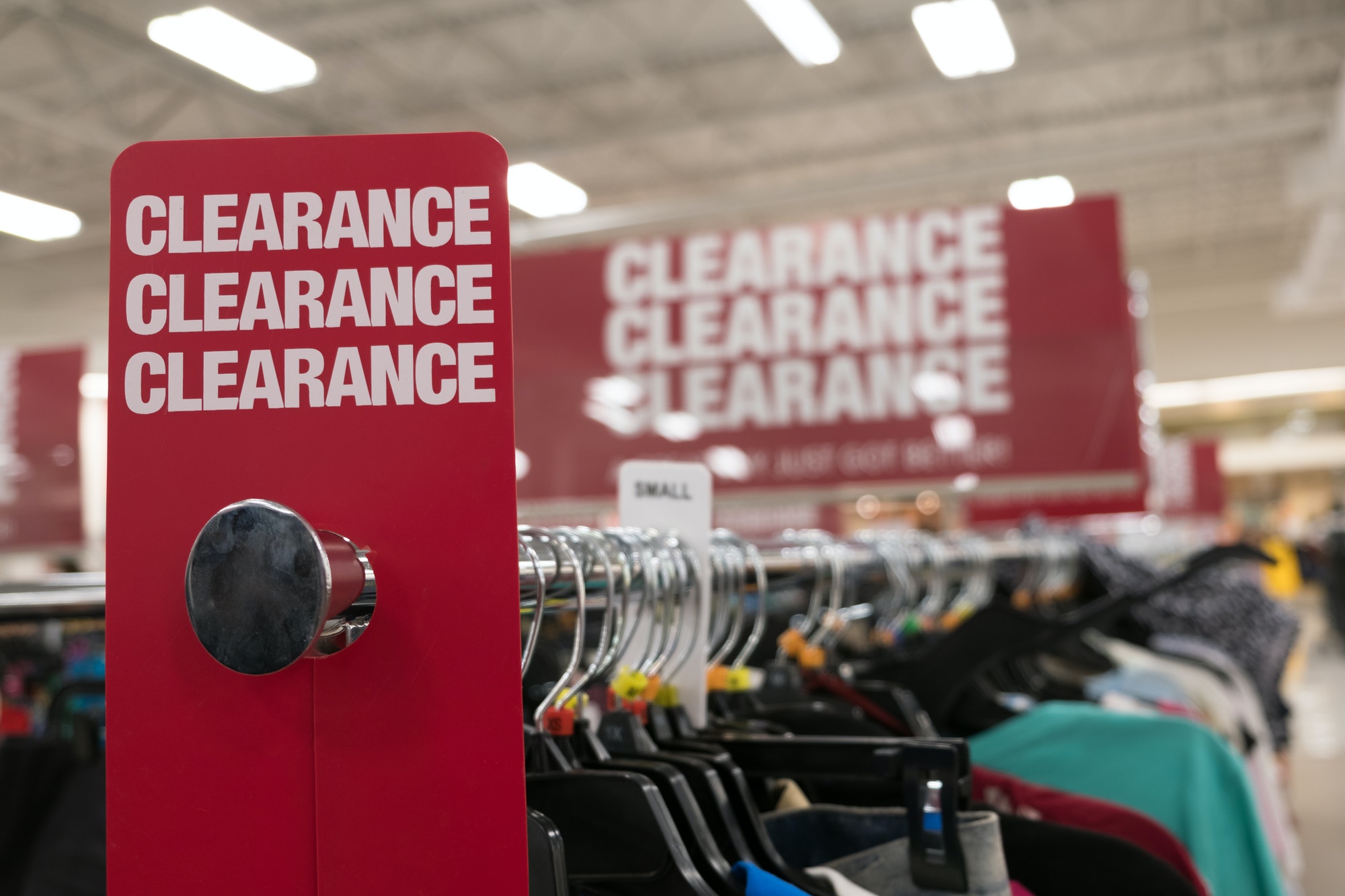 Clearance sale sign in store