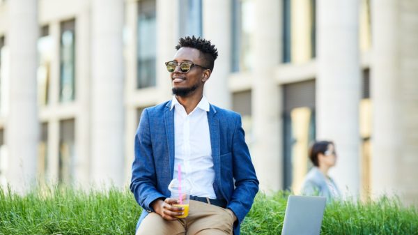 Happy healthy businessman