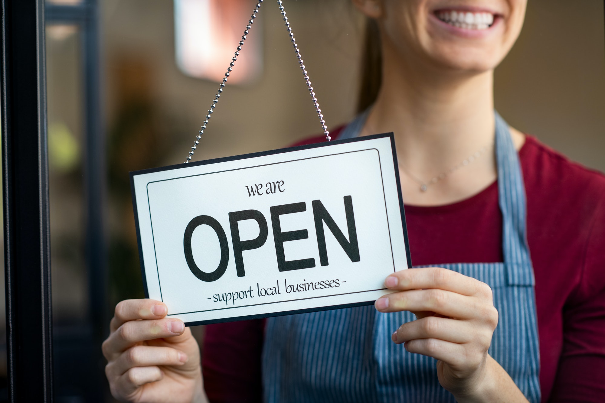 Open sign in a small business shop