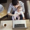 Young mother working from home