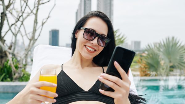 Young woman checking social media