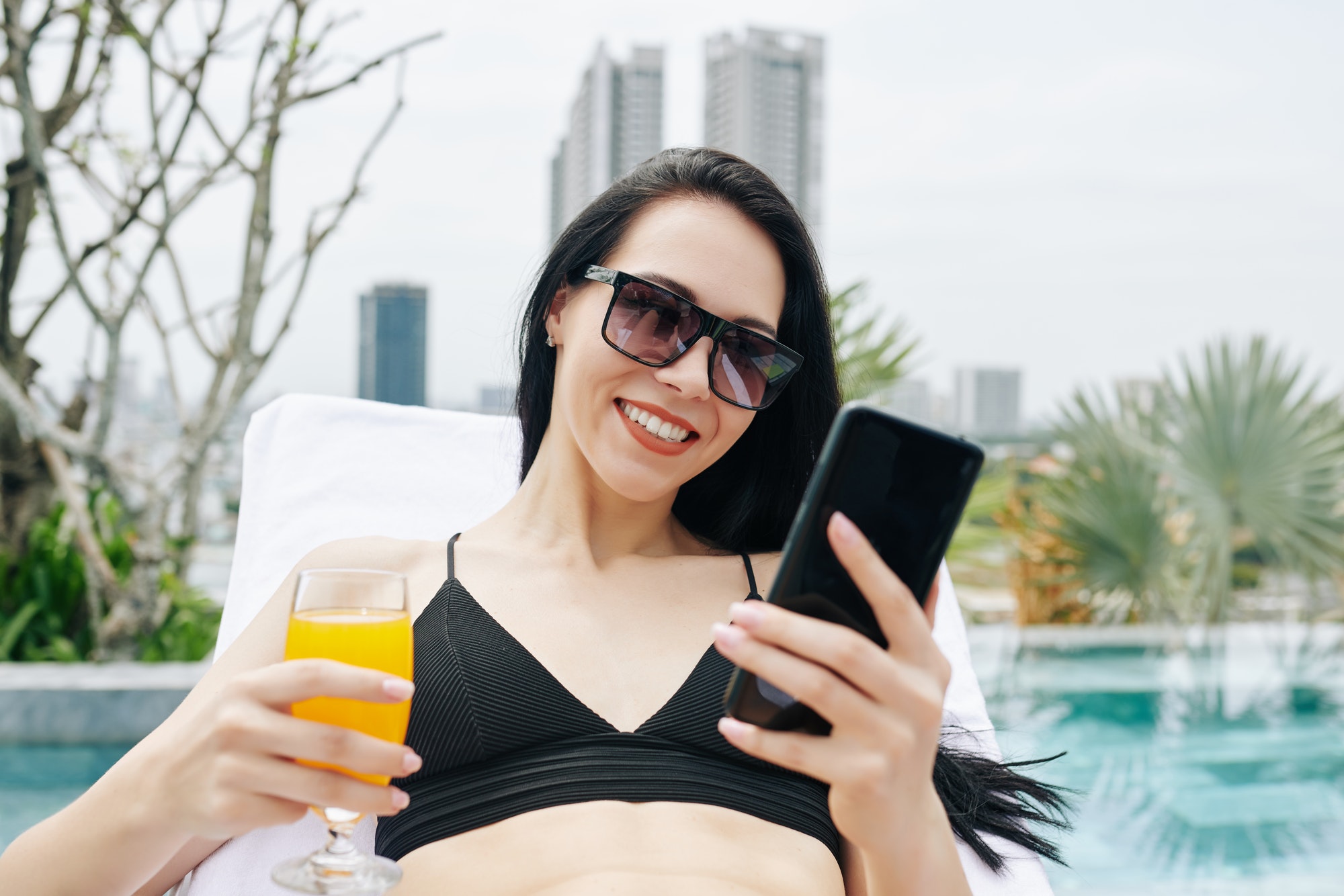 Young woman checking social media