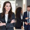 Businesswoman leader in modern office with businesspeople workin