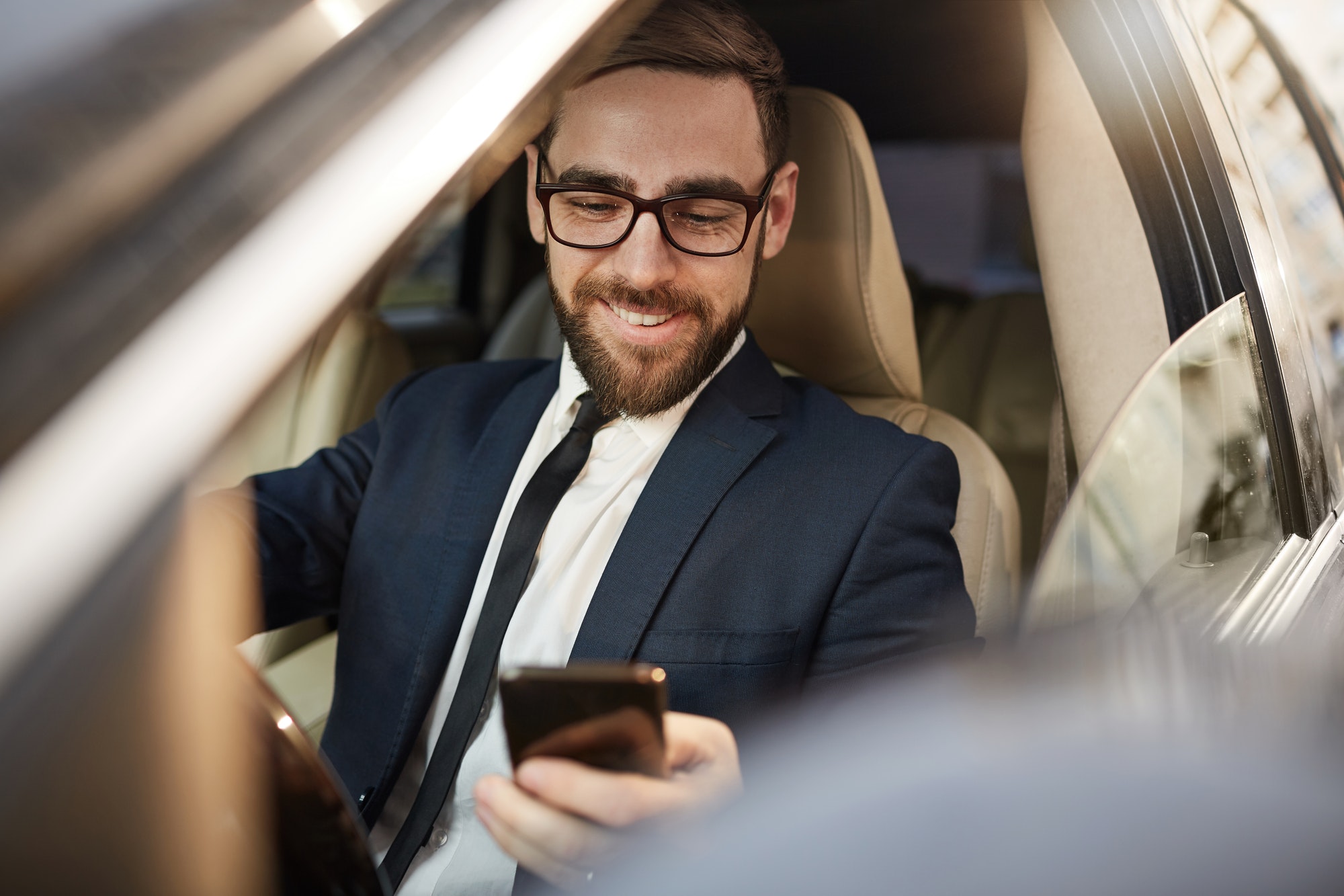 Successful businessman in the car